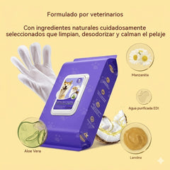 🐶20 piezas 🧤 Toallitas Guante Desodorantes para Mascotas – Limpieza Rápida sin Agua, Suavidad y Frescura Instantánea ✨