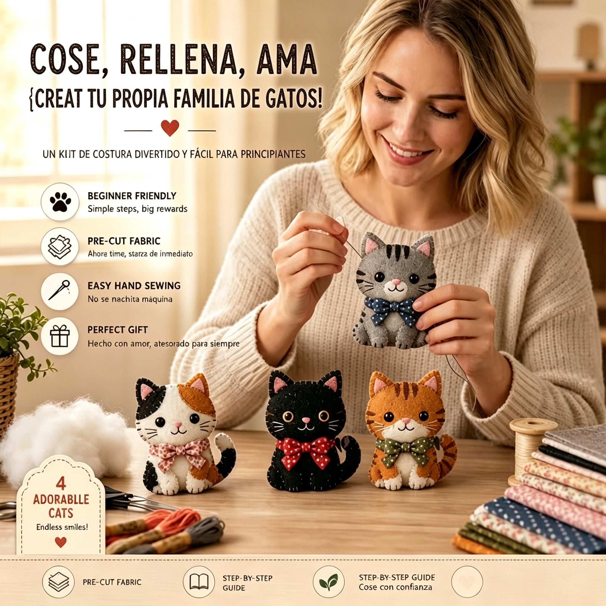✨50% de descuento🎨✂️ Set de arte DIY de tela – crea tus propios animales de tela, manualidades creativas hechas a man