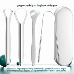 【Juego de 4 piezas】Juego de raspadores de lengua de acero inoxidable