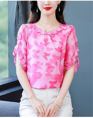 💕🥰【L-5XL】 2025 nueva camisa de gasa floral de moda para mujer