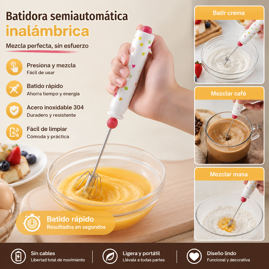 27€【 Conjunto de 2 piezas】🥚 Batidor semiautomático desmontable de acero inoxidable 304 ✨