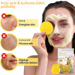 ✨【3 balení – celkem 60 plátků】Čisticí plátky na obličej s kurkumou a kyselinou kojovou pro péči o obličej a exfoliaci