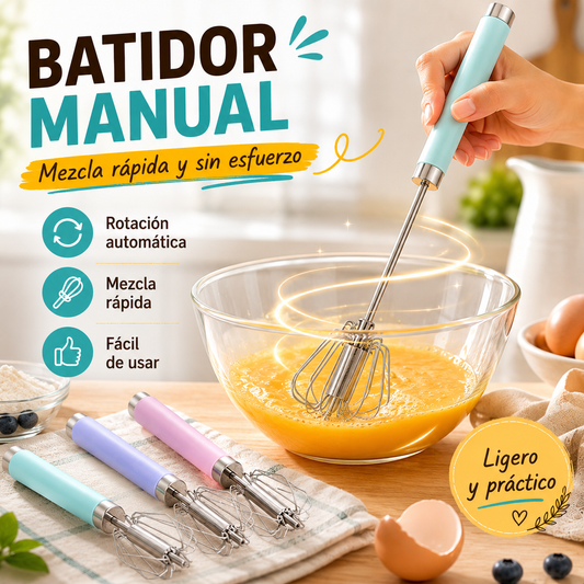🔥Compre 1 y obtenga 1 gratis（2 piezas）🥚👩‍🍳🍳Batidor de huevos semiautomático de acero inoxidable