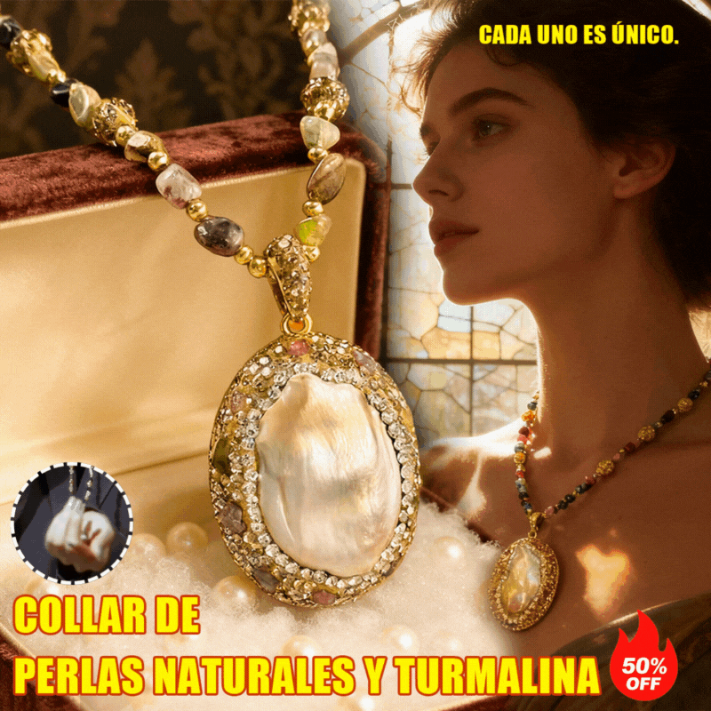 ✨Collar barroco natural de perlas y turmalina