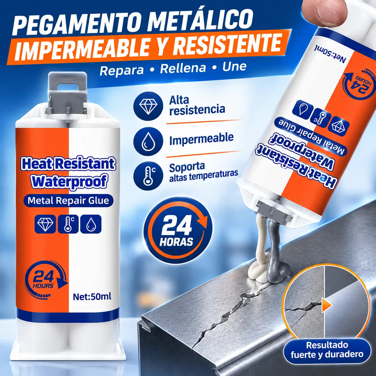 【🔥2 juego】Adhesivo para reparación de metales, adhesivo para reparación de piezas fundidas