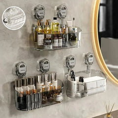 Estante de almacenamiento con ventosa sin perforaciones, escurridor de pared para cocina y baño
