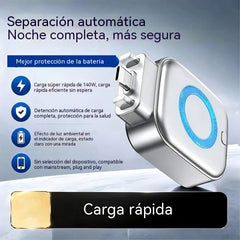 💯🚫Divisor de carga inteligente con soporte para carga rápida: apagado automático, protección de la batería y carga segura durante la noche, interfaz Tipo-C.