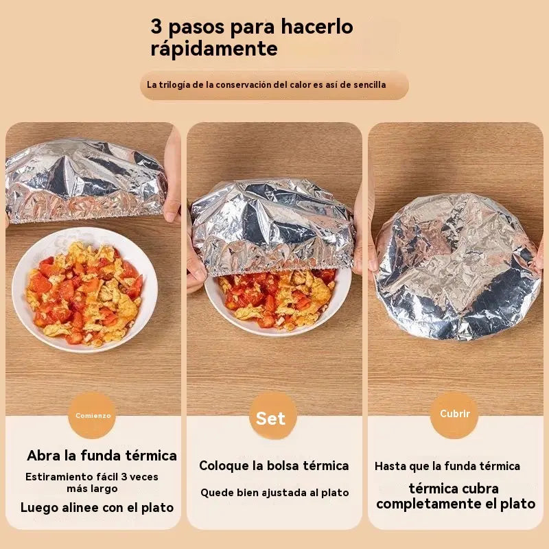 ✨【Paquete de 50 unidades】♻️🍲Tapa aislante reutilizable de papel de aluminio apta para alimentos