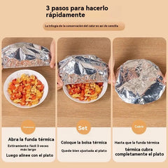 ✨【Paquete de 50 unidades】♻️🍲Tapa aislante reutilizable de papel de aluminio apta para alimentos