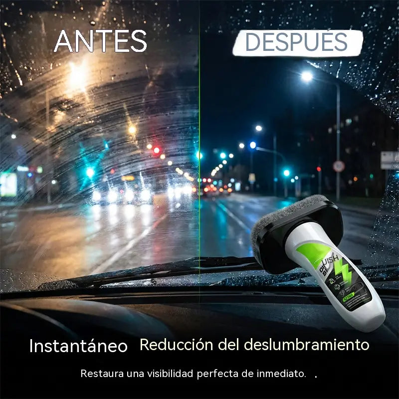 🚗 Limpiador de película de aceite para cristales de coche – Diseño todo en uno con cabezal de cepillo integrado
