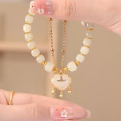 ✨Nueva pulsera de jade hetiano en oro de 14 quilates