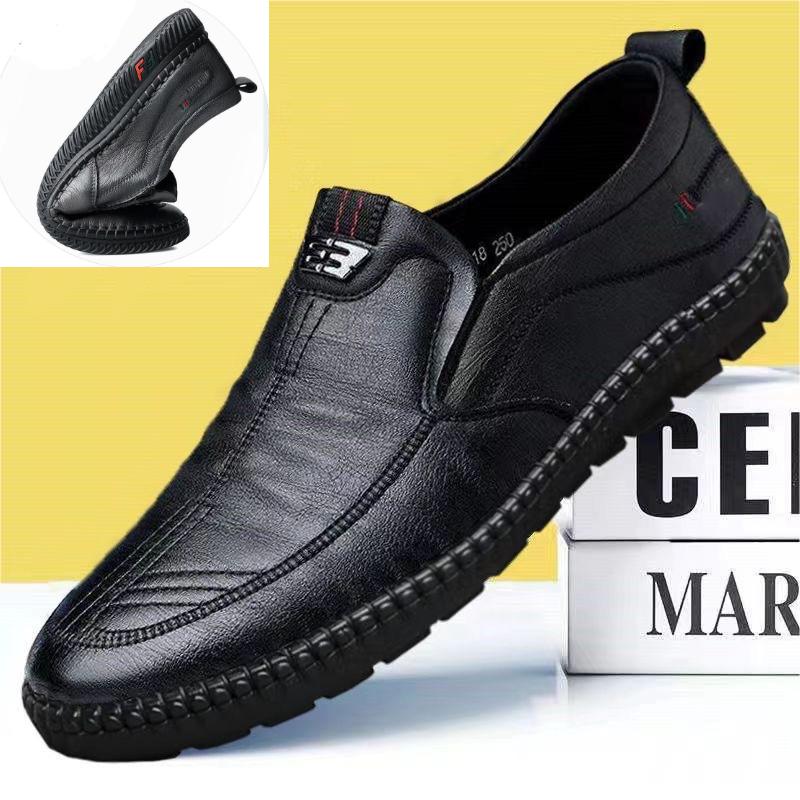 【39-44】 Zapatos casuales de cuero genuino para hombres de mediana edad y mayores