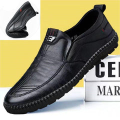 【39-44】 Zapatos casuales de cuero genuino para hombres de mediana edad y mayores