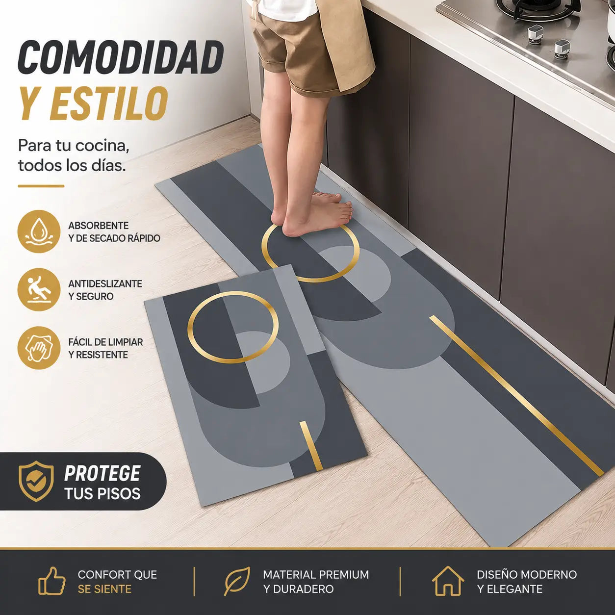 【40*60+40*120cm】De uso común en casa Almohadilla absorbente simple y atmosférica