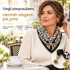 🧣 4 trīsstūrveida šaļļu komplekts ar magnētisku aizdari · Ātri uzliekamas, nav jāsieto mezgli · Mīksts, silts materiāls · Maksimāla daudzpusība!