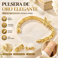 🦋 ¡Ahorra un 50%! ✨ Pulsera de mariposa de oro de 18 quilates: eslabones delicados, acabado elegante ✨