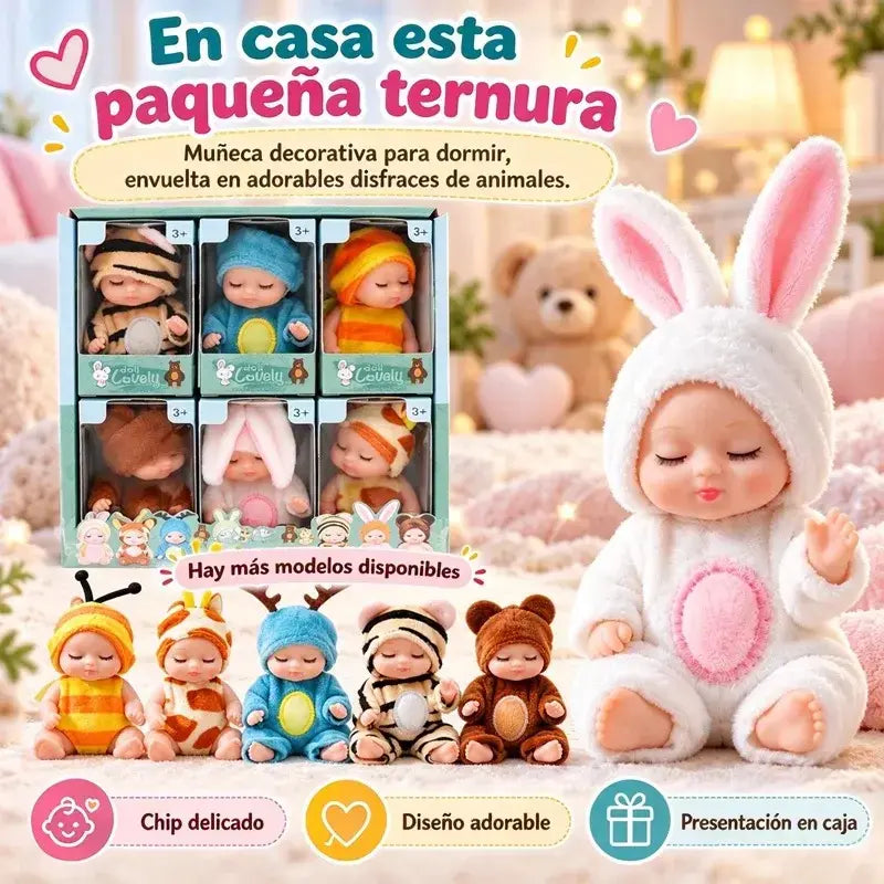 👶 Set de regalo de muñecos bebé Reborn: ¡envueltos en disfraces de animales! Adorables caritas de bebé durmiente · Set de 6 muñecos en caja de regalo · ¡El regalo perfecto para los niños!