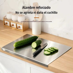 🔪 Tabla de cortar de acero inoxidable con borde plegado – Extra gruesa y multifuncional, ideal para cocina profesional y uso doméstico 🍽️