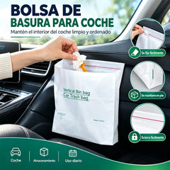 🚗🗑️ Set de 100 Bolsas de Basura Autoestables con Cinta Adhesiva | Impermeables, sin Fugas | para Coche, Hogar y Oficina ✨