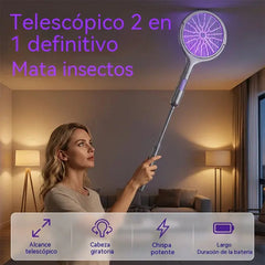 🔥Raqueta matamoscas recargable y extensible, con carga USB-C, silenciosa y segura para niños, ideal para uso doméstico en interiores.
