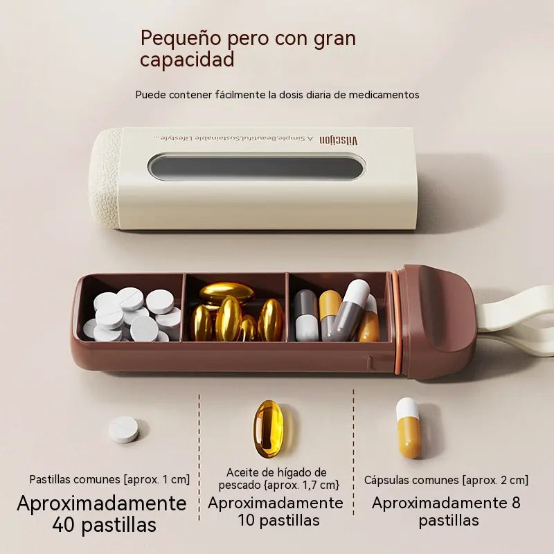 【Compra 1 y llévate 1 gratis】 Mini pastillero con tres compartimentos para uso matutino, vespertino y nocturno, portátil.