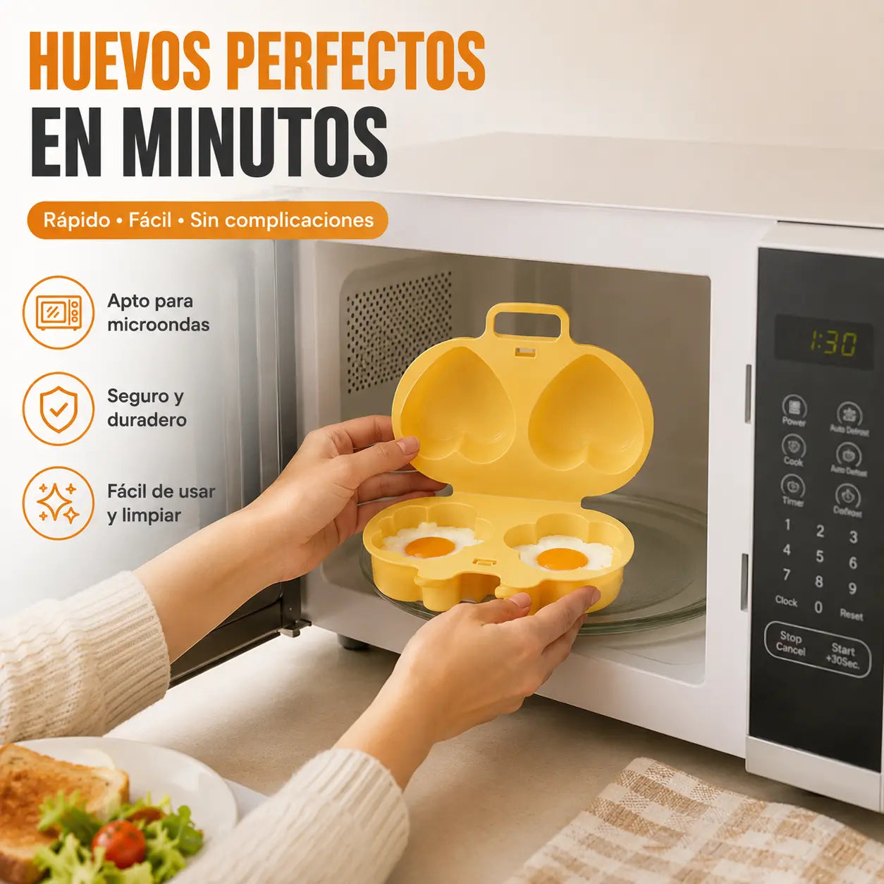 【3 pieza】🍳Cocedor de huevos para microondas de doble cavidad: cocción rápida y sin aceite, material PP apto para uso alimentario, un elemento esencial y multifuncional para la cocina💫