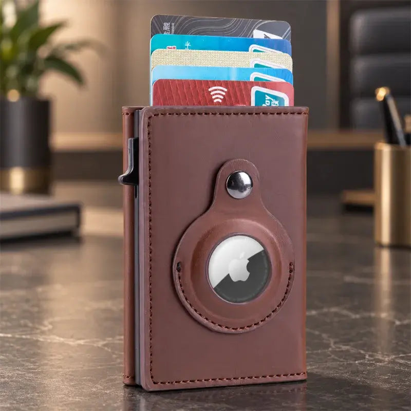 🖤 Tarjetero de Cuero Carbono con Clip Automático de Aluminio | Bloqueo RFID | Porta Tarjetas Minimalista y Moderno ✨