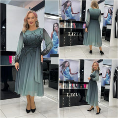 👗✨【S-5XL】🔥Luksus Rhinestone värvitud sifonist seelik🔥Sobib ametlikeks sündmusteks