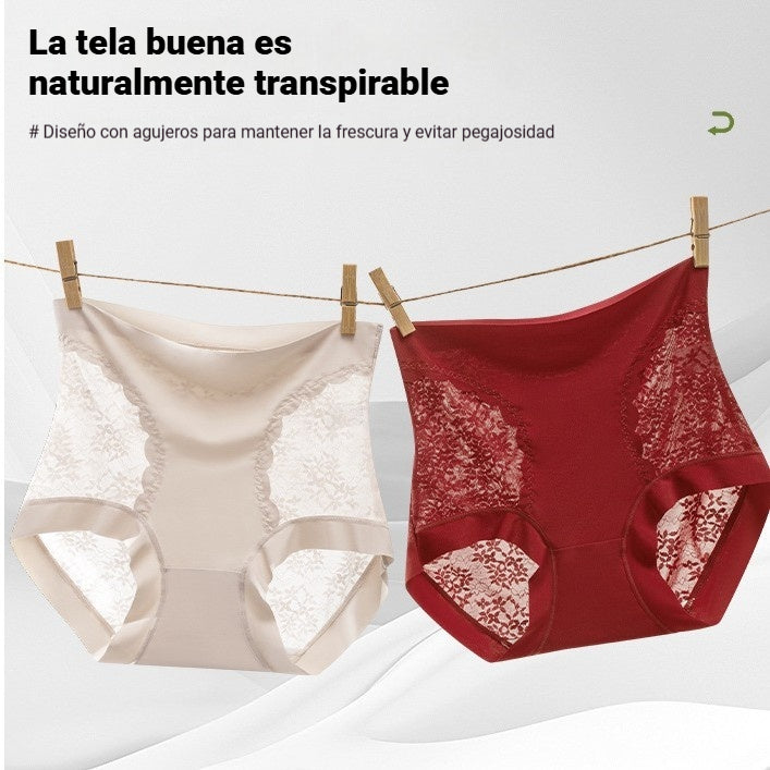 🔥【5 pieza 27 euros】Braguitas de control de abdomen de alta elasticidad con encaje sin costuras para mujer, bragas moldeadoras y levantadoras de glúteos