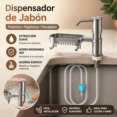 ✨Dispensador de jabón para fregadero de cocina con bomba de acero inoxidable integrada y tubo de extensión