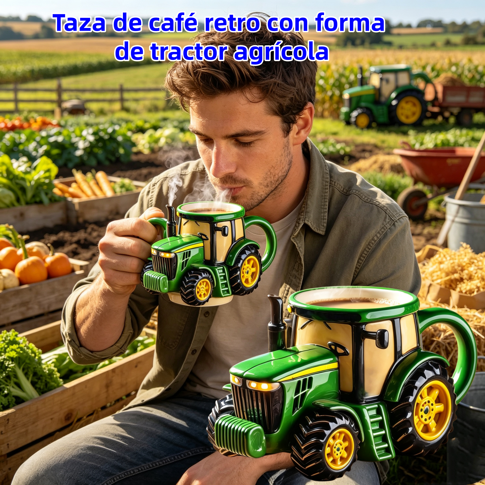 🔥【Compra uno y llévate otro gratis】☕Taza de café retro con forma de tractor agrícola