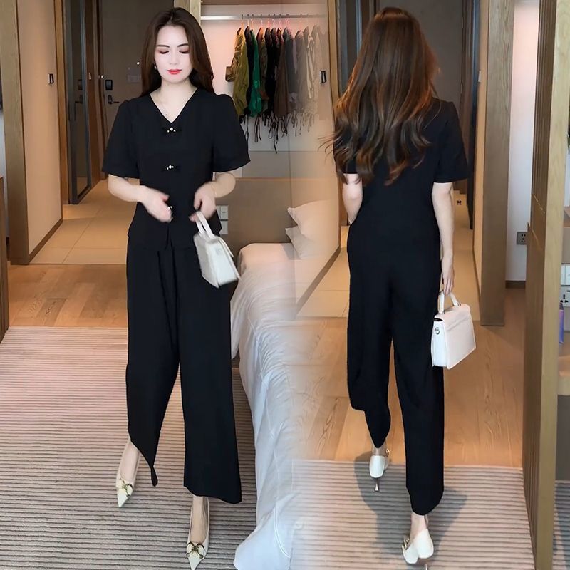 🌸【Top + Pantalones anchos】 Nuevo conjunto casual de moda, tejido de seda con excelente caída