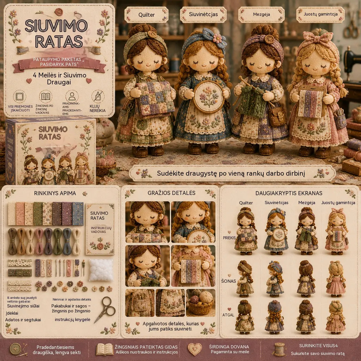 Paskutinė diena: pasinaudokite 49 % nuolaida!  „Pasidaryk pats“ miniatiūrinis skiautinių (patchwork) rinkinys iš „Miniature World“ serijos.