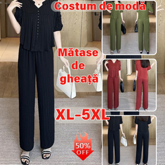 🌸【Top + Pantalones anchos】Traje de seda helada de moda