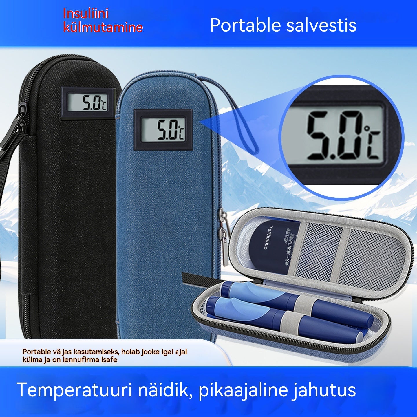 ❄️✈️Kaasaskantav insuliinijahuti temperatuurinäidikuga