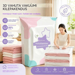 🧳【5-osaline komplekt】💨 Suur kokkusurutav vaakum-hoiukott: ei vaja pumpa, lekkekindel ning ideaalne ruumi säästmiseks nii kohvris kui ka kodus ✈️