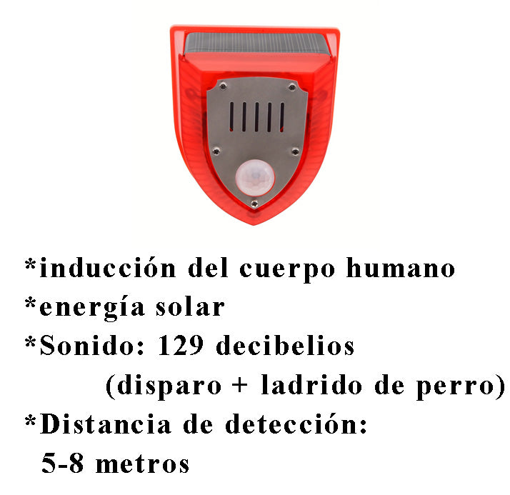 Alarma solar, luz de alarma antirrobo con sensor de cuerpo humano, repelente de animales ultrasónico