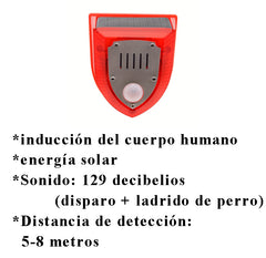 Alarma solar, luz de alarma antirrobo con sensor de cuerpo humano, repelente de animales ultrasónico