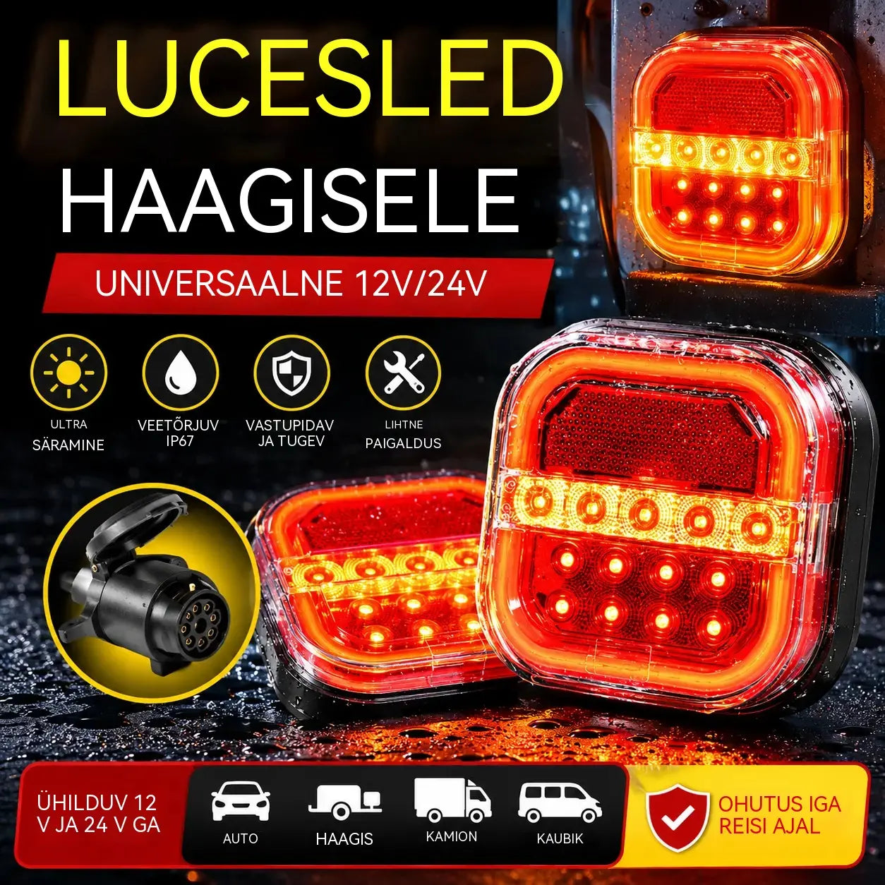 🚦【Universaalsed 12 V / 24 V】🚦 LED-tuled auto haagisele
