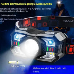 💡🌟Išmanus, jutikliu aktyvuojamas švyturėlis su ilgaamže baterija – ant galvos tvirtinamas naktinės žvejybos žibintas naudojimui lauke