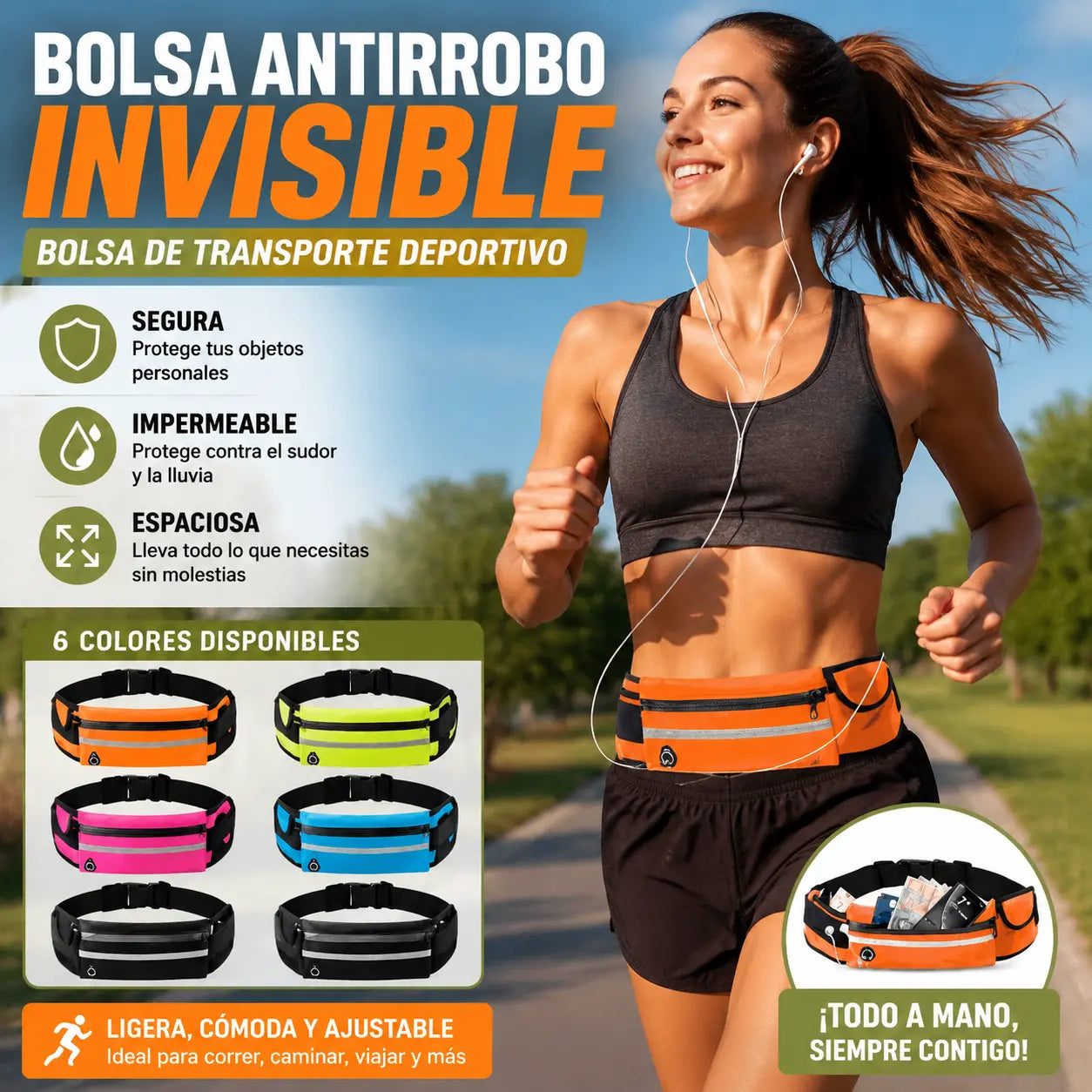 🎒 ¡Riñonera multifuncional para deportes y ocio, invisible, segura, espaciosa e impermeable!