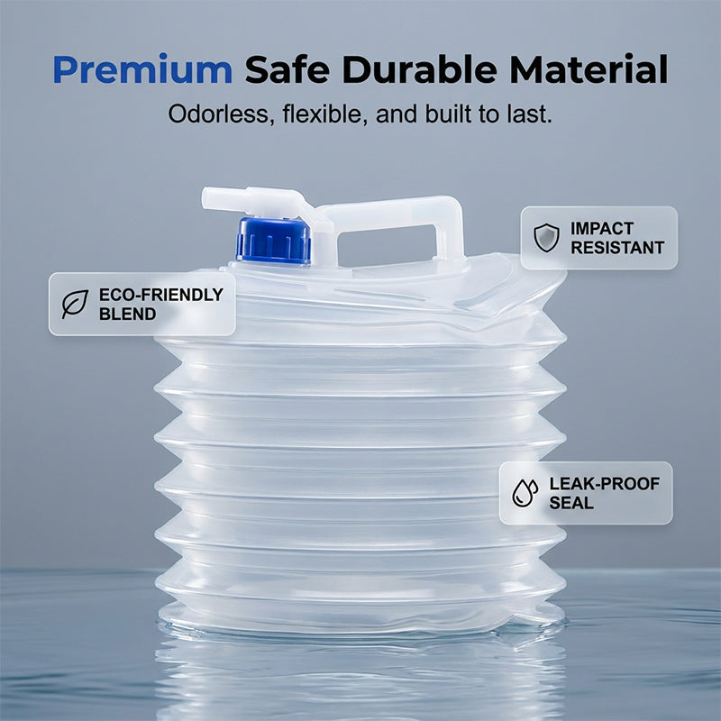 💧🚰 Contenedor de agua plegable con grifo – 5 litros de capacidad, compacto y práctico, ideal para acampar 🏕️✨