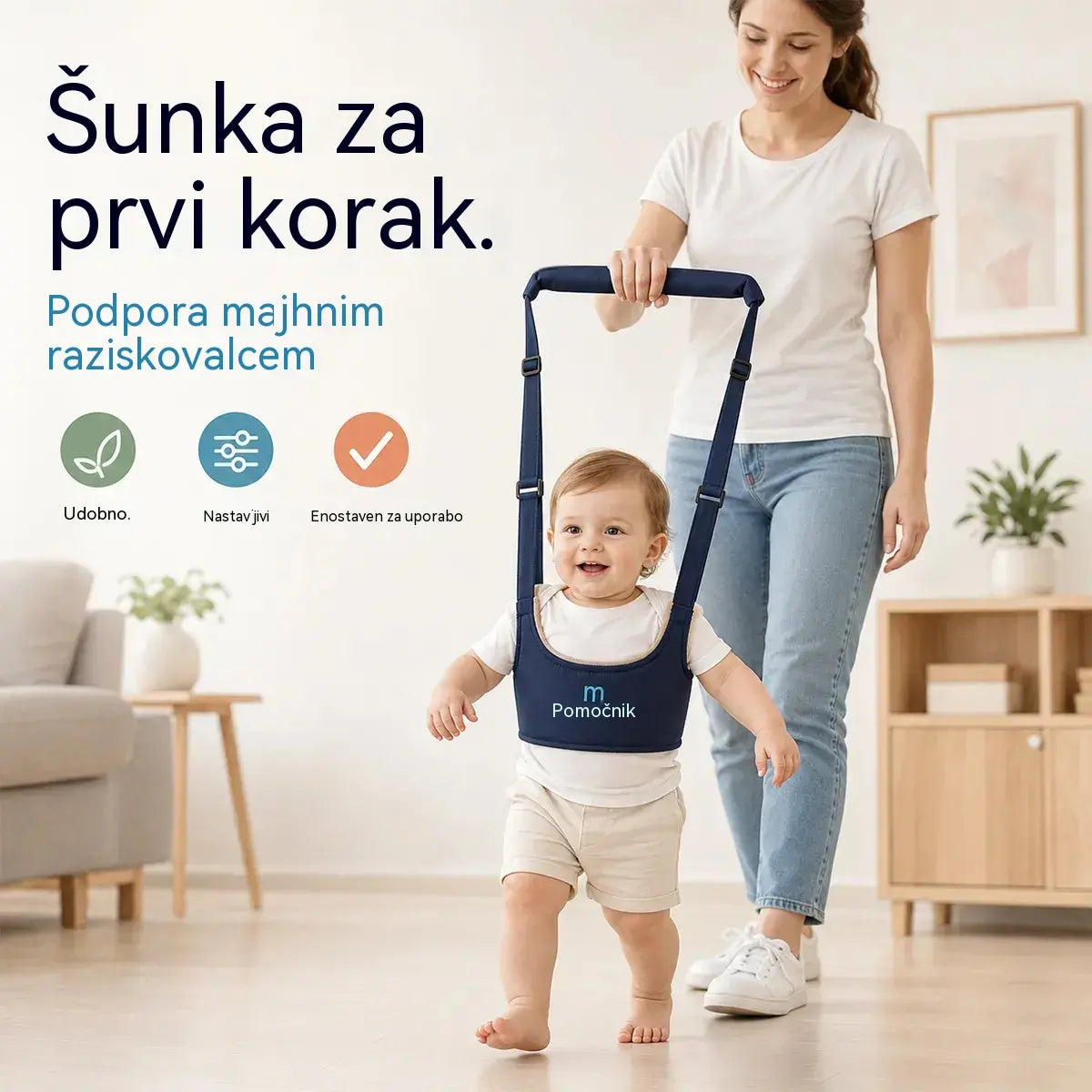 Otroški pas za hojo 2 v 1 – zračen, ergonomski in zaščita pred padci 👶🚼