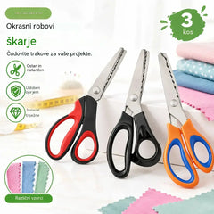 ✂️Profesionalne nazobčane škarje, primerne za šivanje, ustvarjanje in vsakdanja domača opravila.
