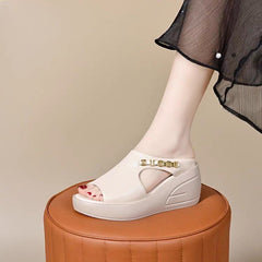 💥【Compra uno y llévate otro gratis】👡【35-42】Sandalias de suela gruesa de cuero genuino de moda