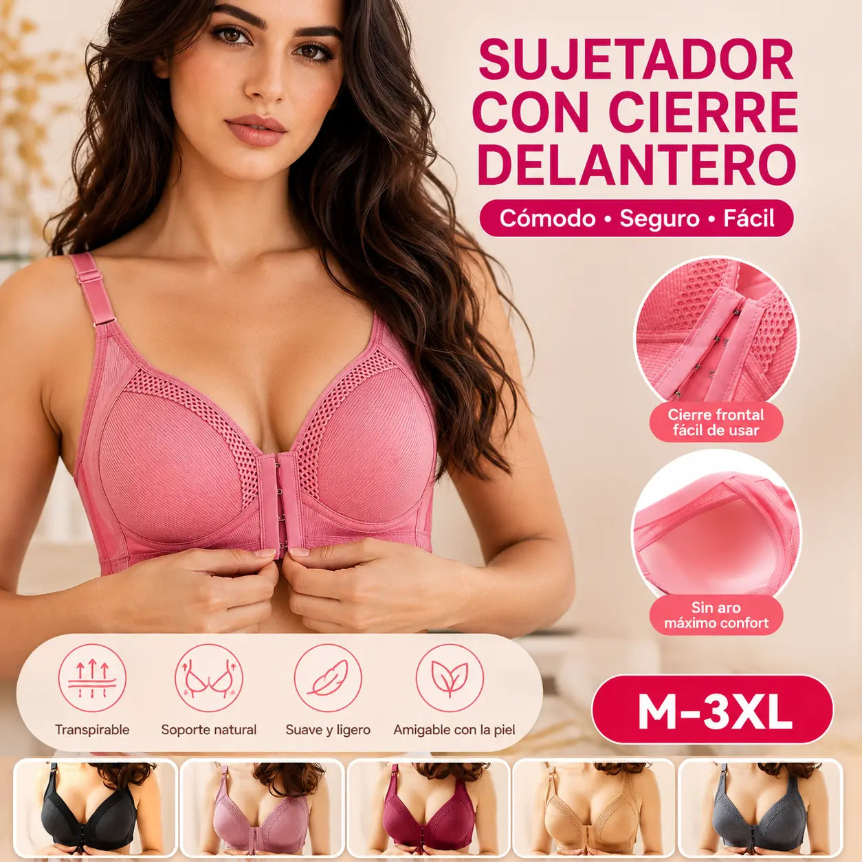 ❤️【Paquete de 3】⭐【40-90KG】Sujetador push-up de alta calidad, sin costuras, moderno y sexy, previene la flacidez