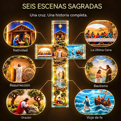 ✨ ¡Oferta a mitad de precio! ✝️ Lámpara en forma de cruz «La historia de Jesús: seis escenas»