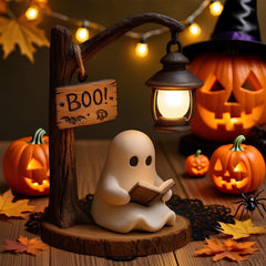 👻Mini figura de Halloween de un fantasma leyendo
