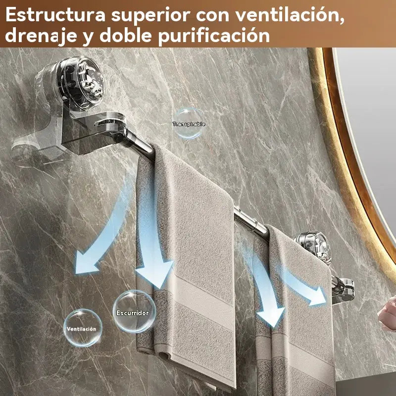 ✨🚿Diseño ligero y sin perforaciones —Toallero retráctil con ventosa