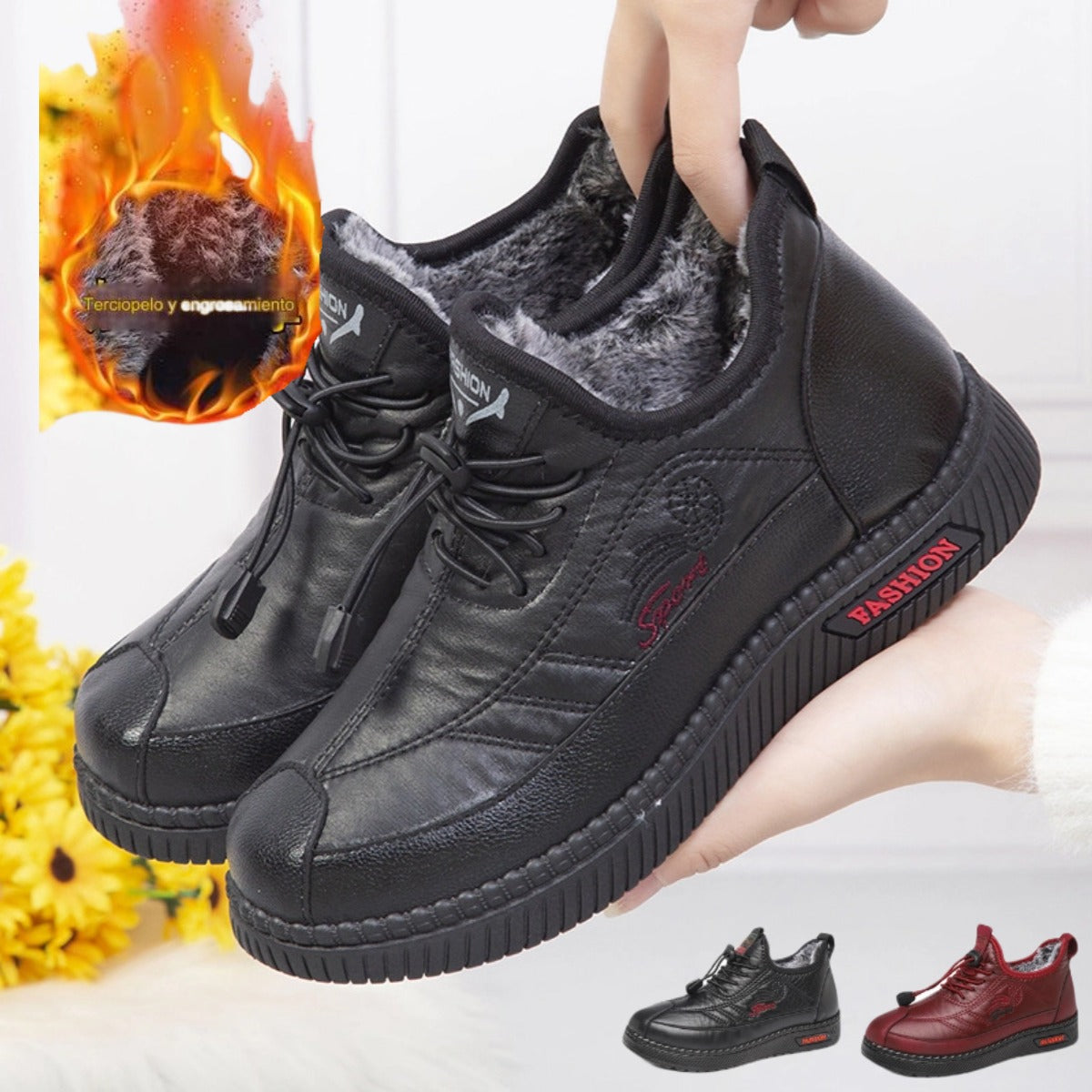 🔥【35-41】2025 Otoño e Invierno nuevas botas de cuero suave antideslizantes cálidas de cuero suave y terciopelo para mujer